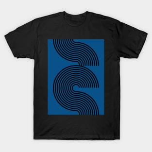 Cobalt Royal Blue Line Pattern Mid Century Modern T-Shirt